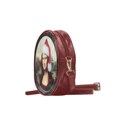 Christmas Mona Lisa with Santa Hat Round Sling Bag (Model 1647)