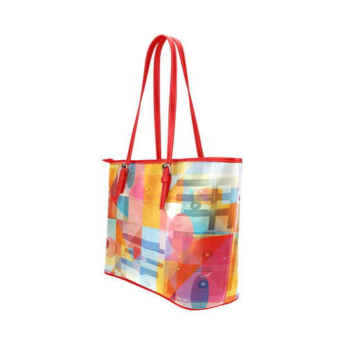 Sunny Geometric Whimsy Leather Tote Bag/Large (Model 1651)