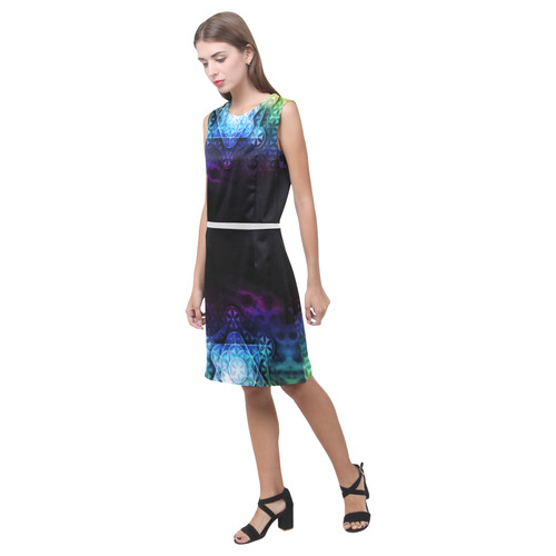 Airbrushed Rainbow Specrum Flower of Life Sleeveless Eos Women's Sleeveless Dress (Model D01)