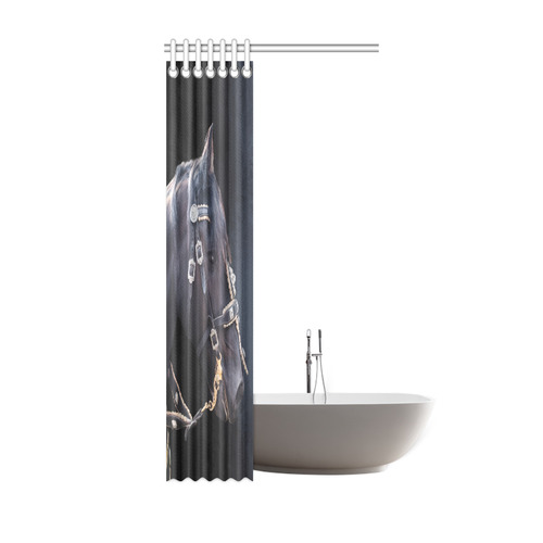 A beautiful painting black friesian horse portrait Shower Curtain 36"x72"