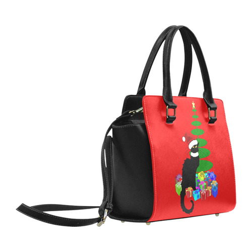 Christmas Le Chat Noir with Santa Hat Classic Shoulder Handbag (Model 1653)
