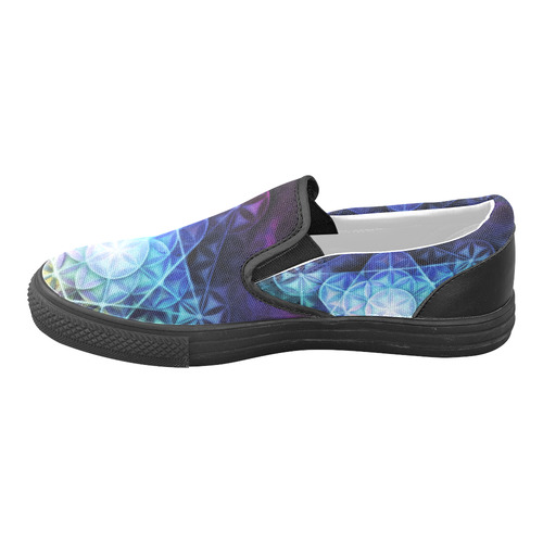 Airbrushed Rainbow Specrum Flower of Life 5 Women's Unusual Slip-on Canvas Shoes (Model 019)