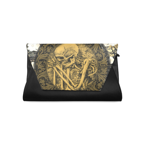 The skeleton in a round button with flowers Clutch Bag (Model 1630)
