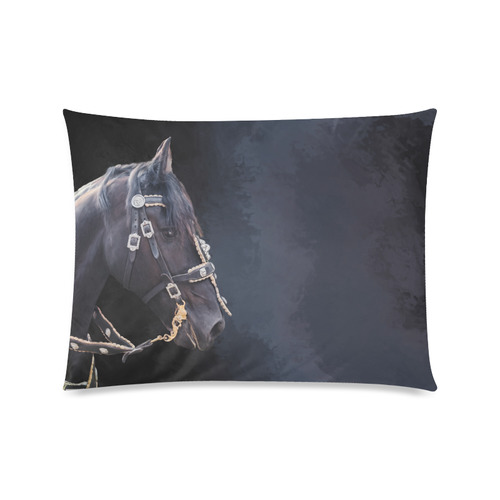 A beautiful painting black friesian horse portrait Custom Zippered Pillow Case 20"x26"(Twin Sides)