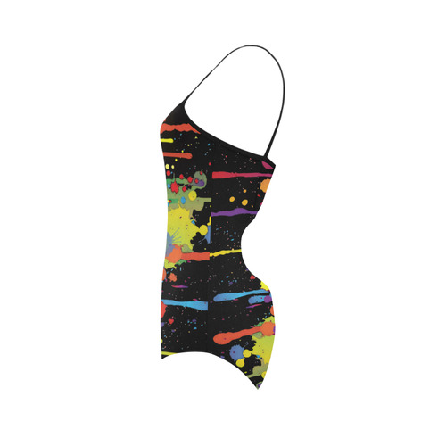 CRAZY multicolored double running SPLASHES Strap Swimsuit ( Model S05)