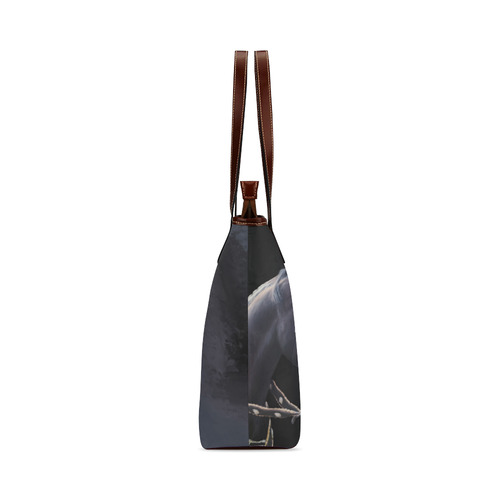 A beautiful painting black friesian horse portrait Shoulder Tote Bag (Model 1646)