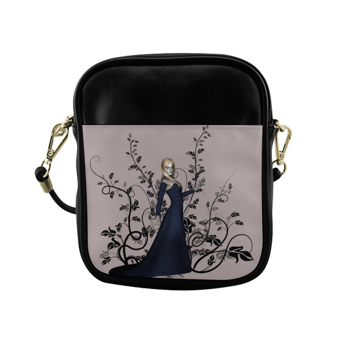 Wonderful fairy with black flowers Sling Bag (Model 1627)