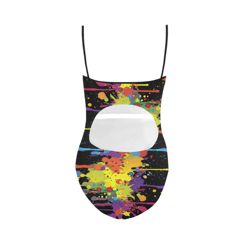 CRAZY multicolored double running SPLASHES Strap Swimsuit ( Model S05)