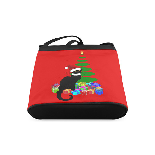 Christmas Le Chat Noir with Santa Hat Crossbody Bags (Model 1613)