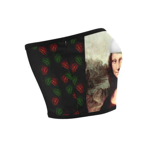 Christmas Mona Lisa with Santa Hat Bandeau Top