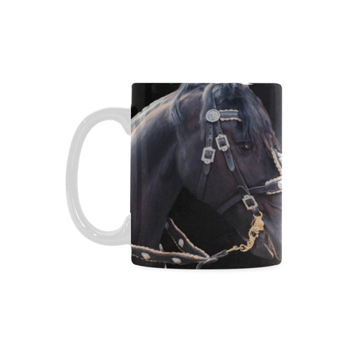 A beautiful painting black friesian horse portrait White Mug(11OZ)