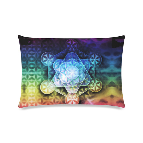 Airbrushed Rainbow Specrum Flower of Life Pillow Sham 2 Custom Zippered Pillow Case 16"x24"(Twin Sides)