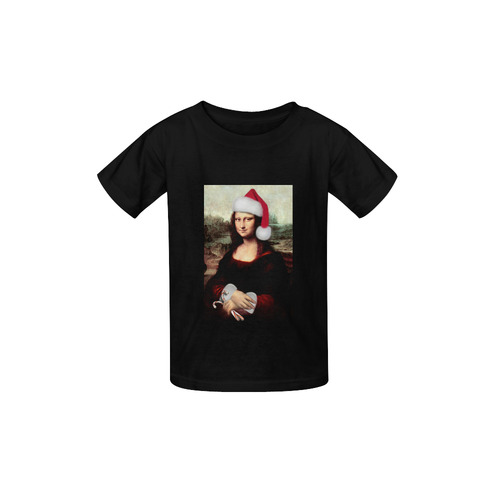 Christmas Mona Lisa with Santa Hat Kid's  Classic T-shirt (Model T22)