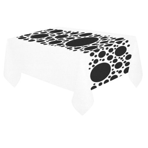 Black Chaos Polka Dots Border Cotton Linen Tablecloth 60"x 84"