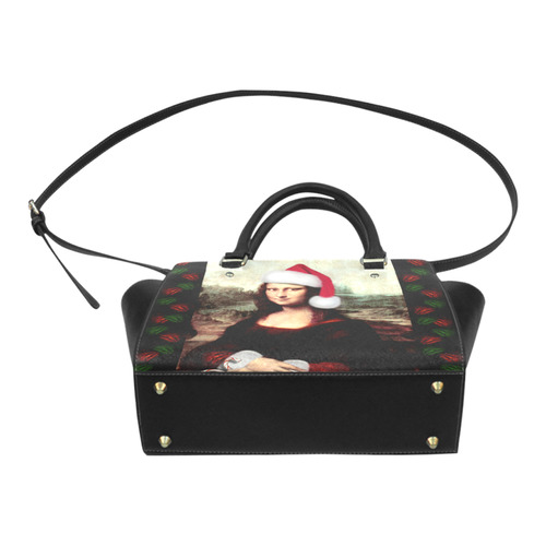 Christmas Mona Lisa with Santa Hat Classic Shoulder Handbag (Model 1653)