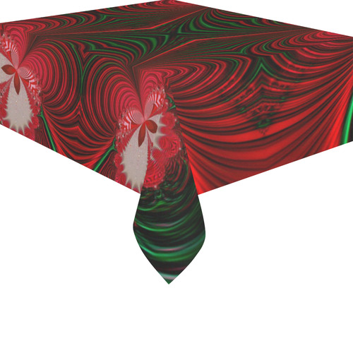 Fractal: Red & Green Christmas Butterfly Cotton Linen Tablecloth 52"x 70"