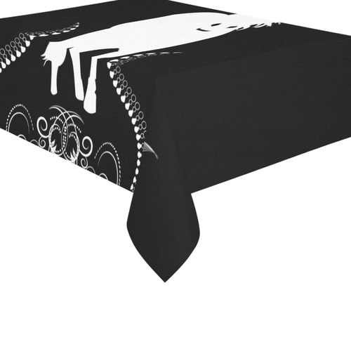 Horse in black and white Cotton Linen Tablecloth 60"x 84"