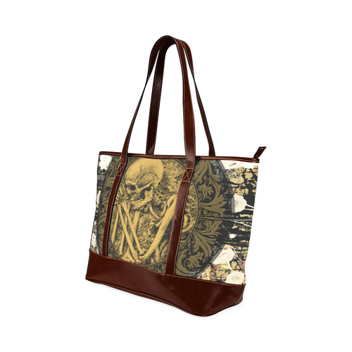 The skeleton in a round button with flowers Tote Handbag (Model 1642)