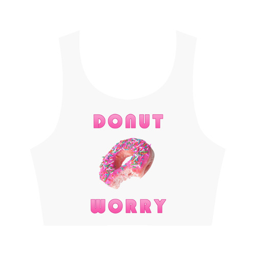 Funny Pink Donut - Don't Worry Women's Crop Top (Model T42)