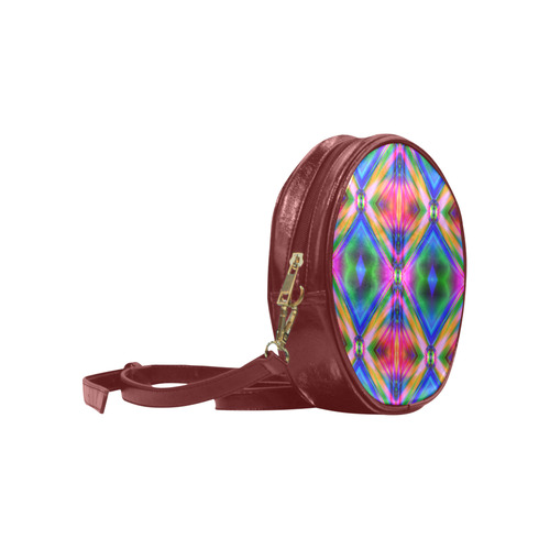 Groovy Psychedelic Diamonds (Pinks and Blues) Round Sling Bag (Model 1647)