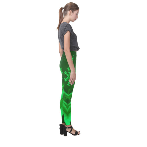 Gorgeous Green Snowflakes Cassandra Women's Leggings (Model L01)