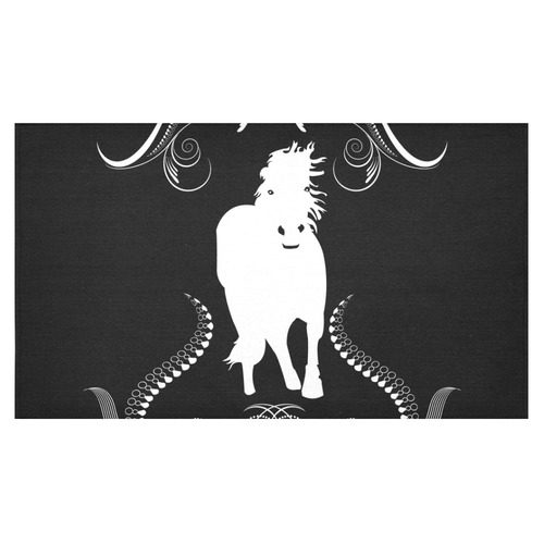 Horse in black and white Cotton Linen Tablecloth 60"x 104"