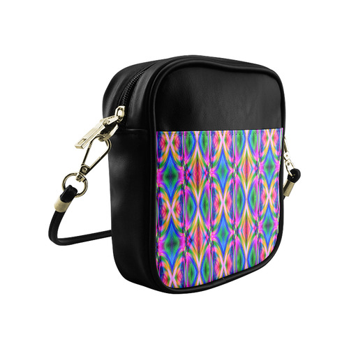 Groovy Psychedelic Pink/Blue Abstract Sling Bag (Model 1627)