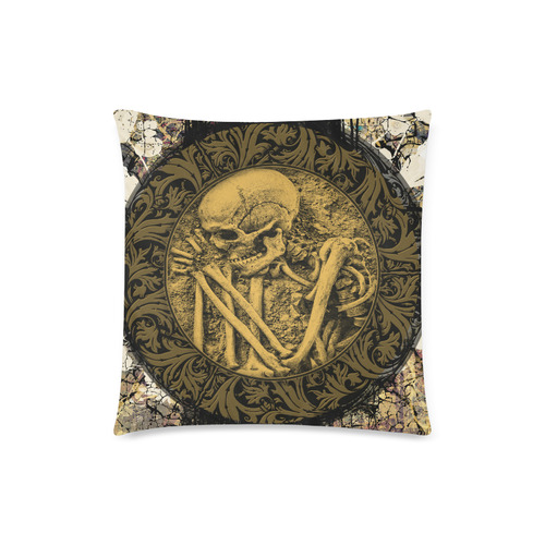 The skeleton in a round button with flowers Custom Zippered Pillow Case 18"x18"(Twin Sides)