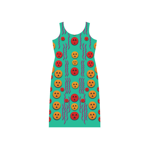 Pumkins dancing in the season pop art Phaedra Sleeveless Open Fork Long Dress (Model D08)