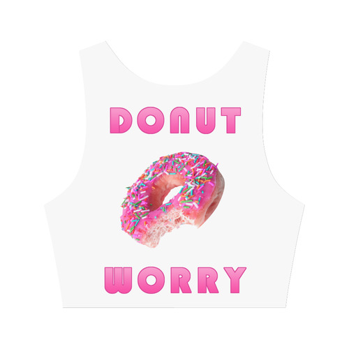 Funny Pink Donut - Don't Worry Women's Crop Top (Model T42)