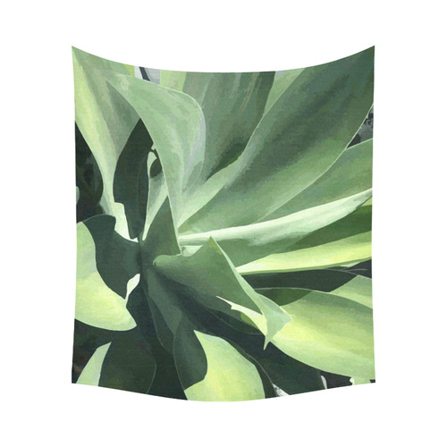 Green Succulent Desert Nature Art Cotton Linen Wall Tapestry 60"x 51"