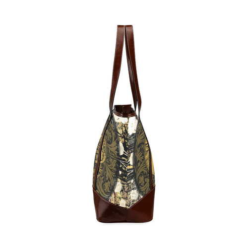 The skeleton in a round button with flowers Tote Handbag (Model 1642)