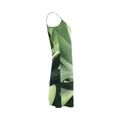 Green Succulent Desert Nature Art Alcestis Slip Dress (Model D05)