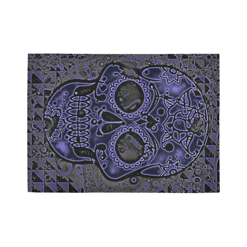 skull blue Area Rug7'x5'