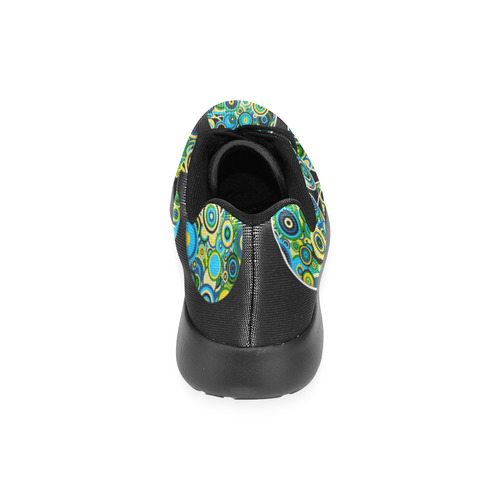 Flower Power CIRCLE Dots in Dots cyan yellow black Women’s Running Shoes (Model 020)