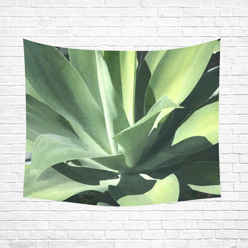 Green Succulent Desert Nature Art Cotton Linen Wall Tapestry 60"x 51"