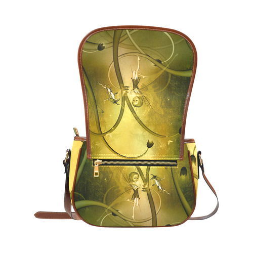 The dragon and the cute fairy, fantasy wood Saddle Bag/Small (Model 1649) Full Customization