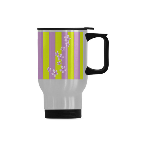 Lavender Stripes Travel Mug (Silver) (14 Oz)