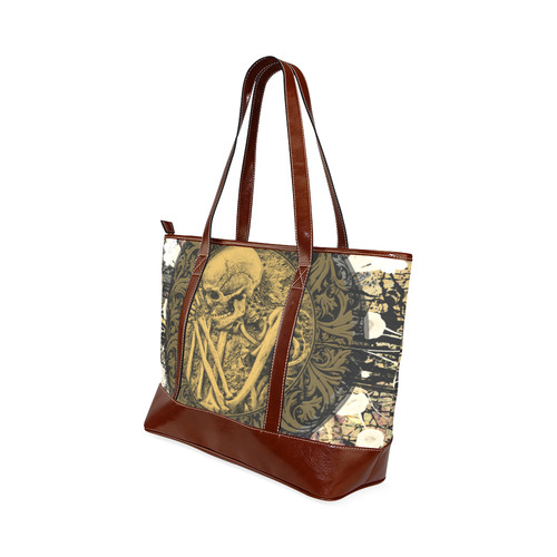 The skeleton in a round button with flowers Tote Handbag (Model 1642)