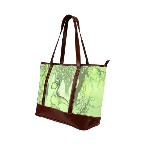 Cute little cartoon dragon in green Tote Handbag (Model 1642)