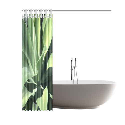 Green Succulent Desert Nature Art Shower Curtain 60"x72"