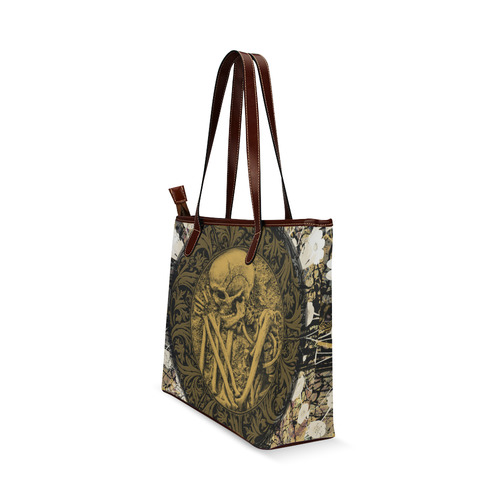 The skeleton in a round button with flowers Shoulder Tote Bag (Model 1646)