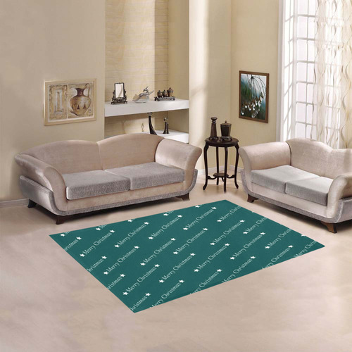 merry christmas,text turquoise Area Rug 5'3''x4'