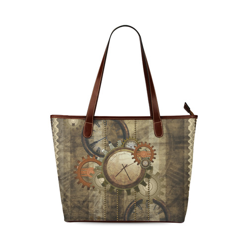 Steampunk, wonderful noble desig, clocks and gears Shoulder Tote Bag (Model 1646)