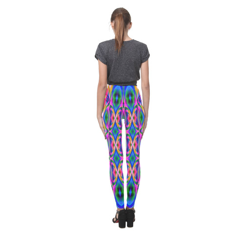 Groovy Psychedelic Pink/Blue Abstract Cassandra Women's Leggings (Model L01)