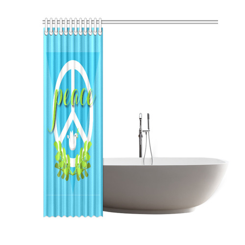Peace Sign White Dove Olive Branch Shower Curtain 60"x72"