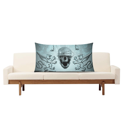 Scary skull with lion Rectangle Pillow Case 20"x36"(Twin Sides)