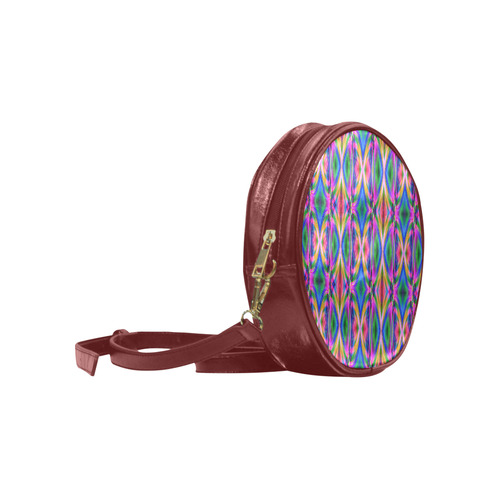 Groovy Psychedelic Pink/Blue Abstract Round Sling Bag (Model 1647)