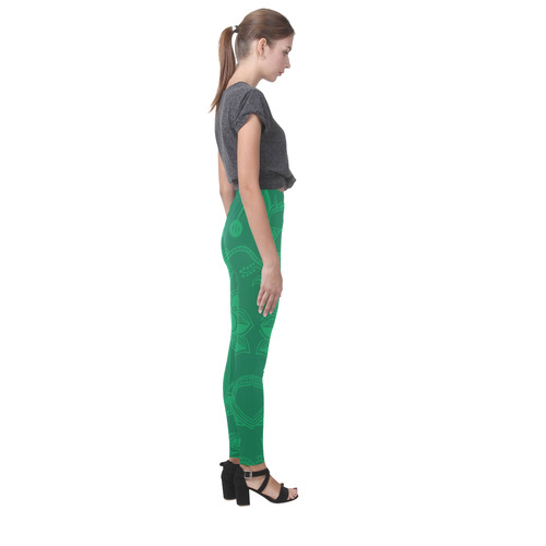 Vintage Floral Green Cassandra Women's Leggings (Model L01)
