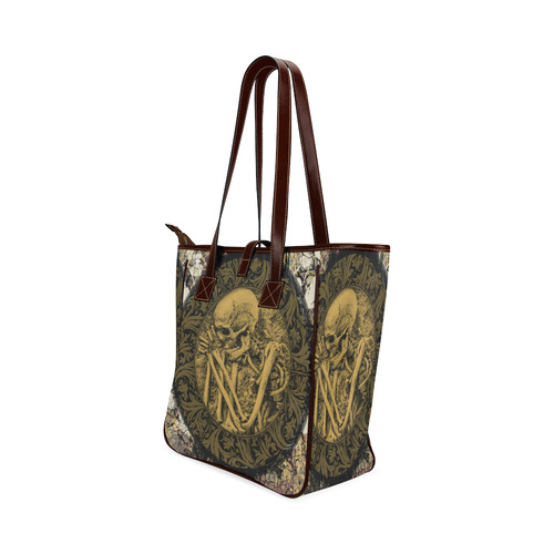 The skeleton in a round button with flowers Classic Tote Bag (Model 1644)